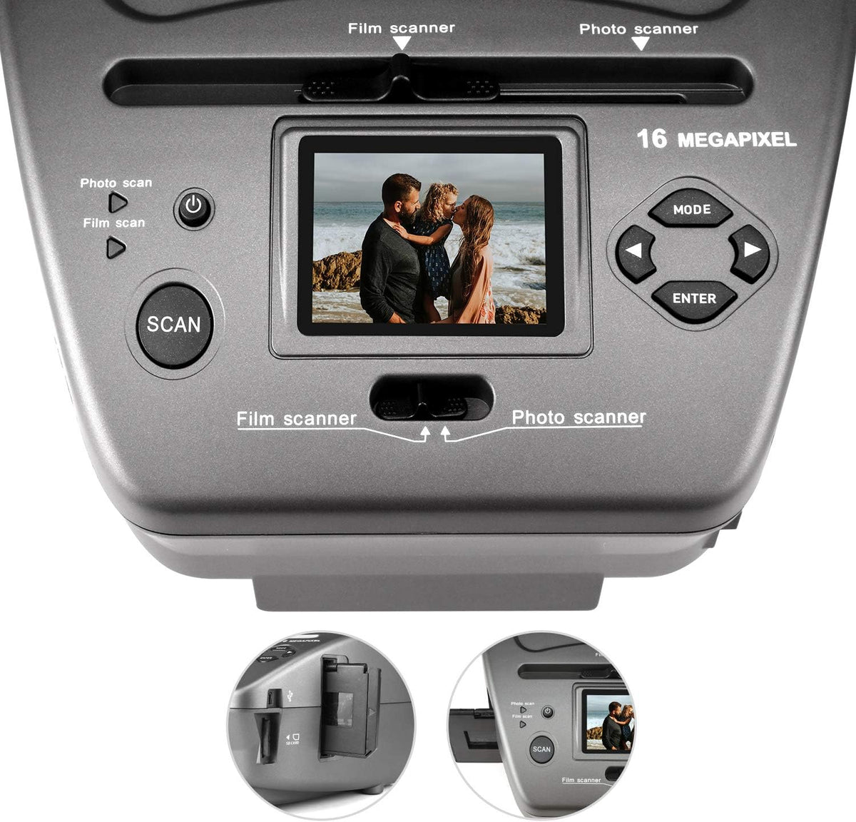 16MP Film Scanner with 2.4 LCD Screen for 35mm Slides and Negatives X7947