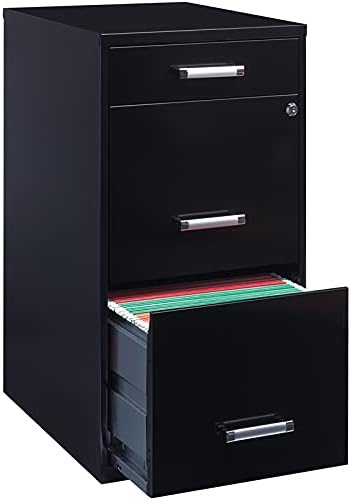 Black 18in Deep 3 Metal Organizer Pencil Drawer Vertical File Cabinet R927595