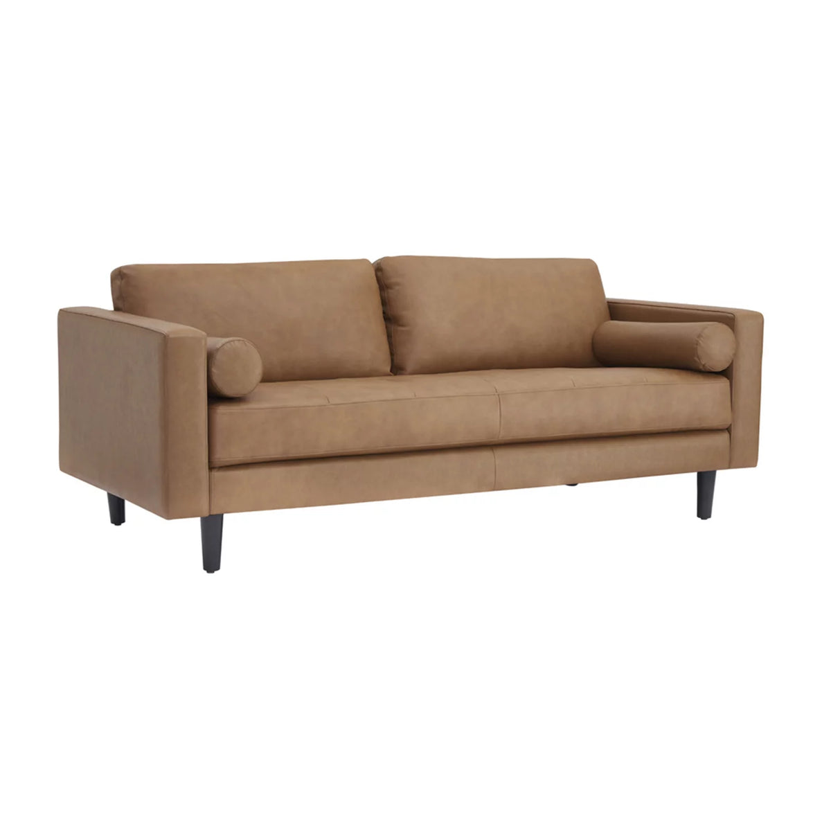 Tan Top Grain Genuine Leather Mid-Century Sofa Set of 3 U736400