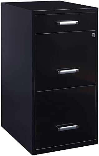 Black 18in Deep 3 Metal Organizer Pencil Drawer Vertical File Cabinet R927595
