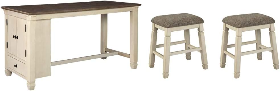 Rustic Counter Height Dining Table with Storage, Dark Gray R9216