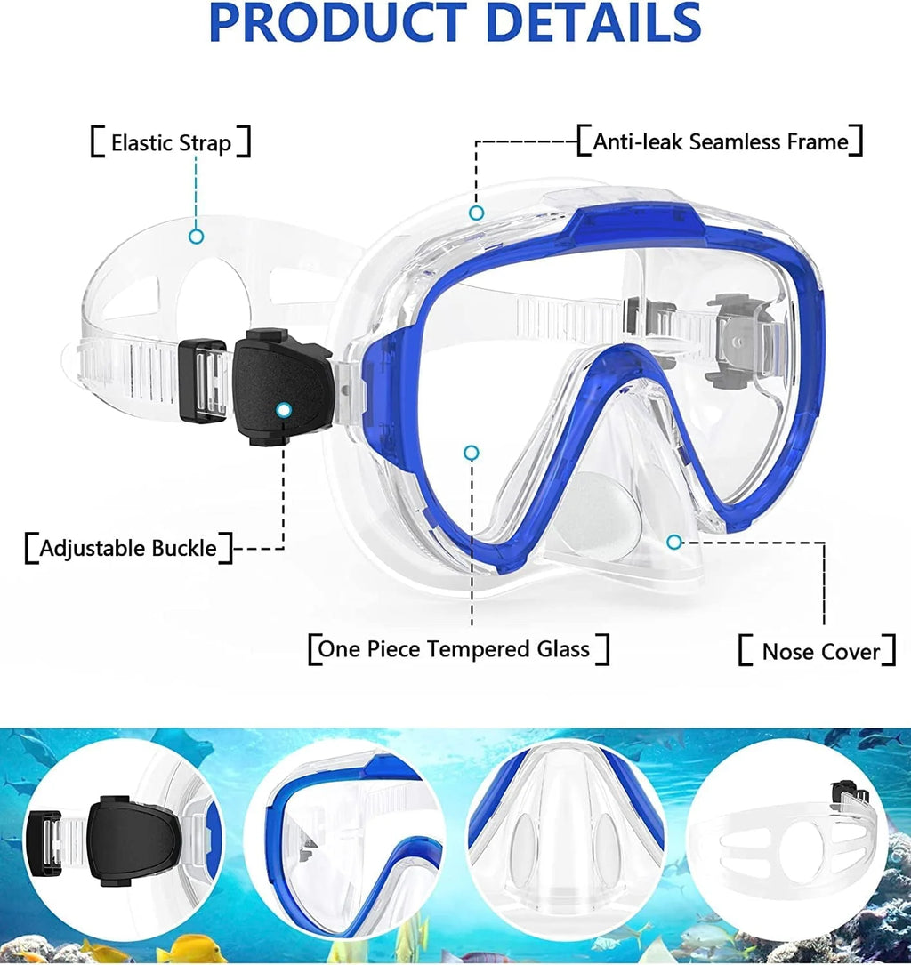 Adult Anti Fog Tempered Glass Swim Goggles with Nose Cover Z748686