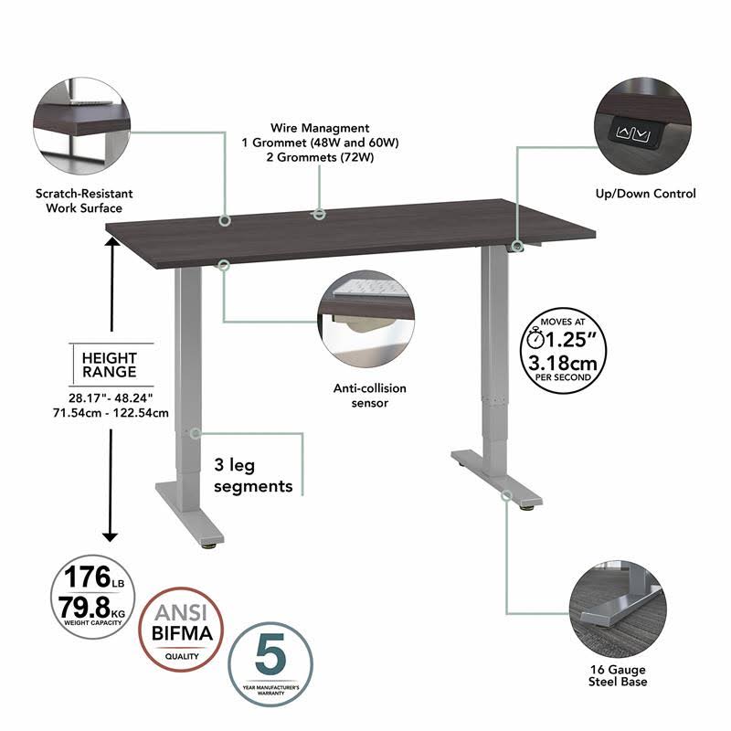 Gray Electric Height Adjustable Standing Desk B619528