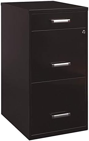 Black 18in Deep 3 Metal Organizer Pencil Drawer Vertical File Cabinet R927595