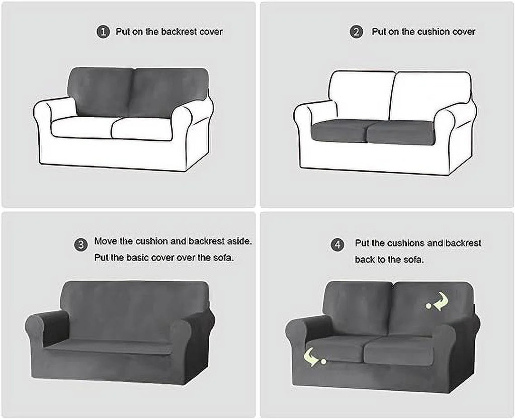 5 Pieces Stretch Sofa Slipcover with Individual Backrest and Cushion Covers (Light Grey, 2 Seat) E194488