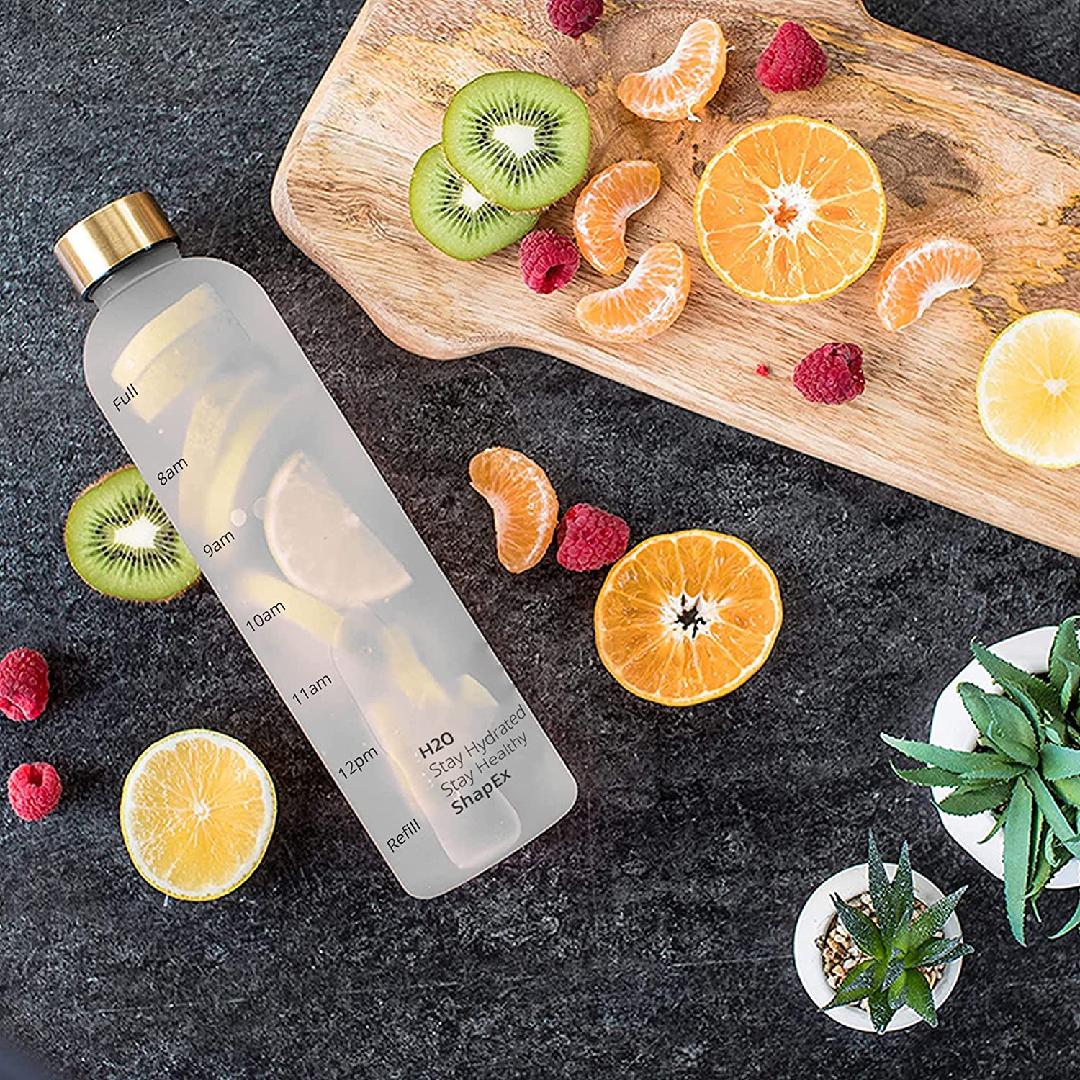 White 32 Oz BPA Free Frosted Water Bottle with Time Marker F279943