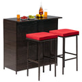 3PCS Wicker Patio Bar Set with Table and Chairs A572897