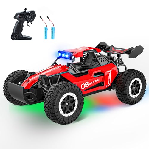 Remote Control Car with LED Lights, 2.4GHz 2WD Rechargeable Monster Truck P5845