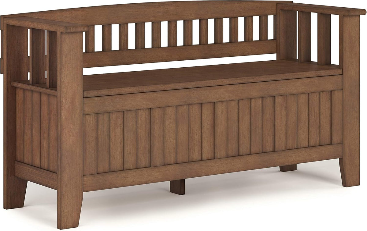 Solid Wood Entryway Storage Bench with Safety Hinge L9219