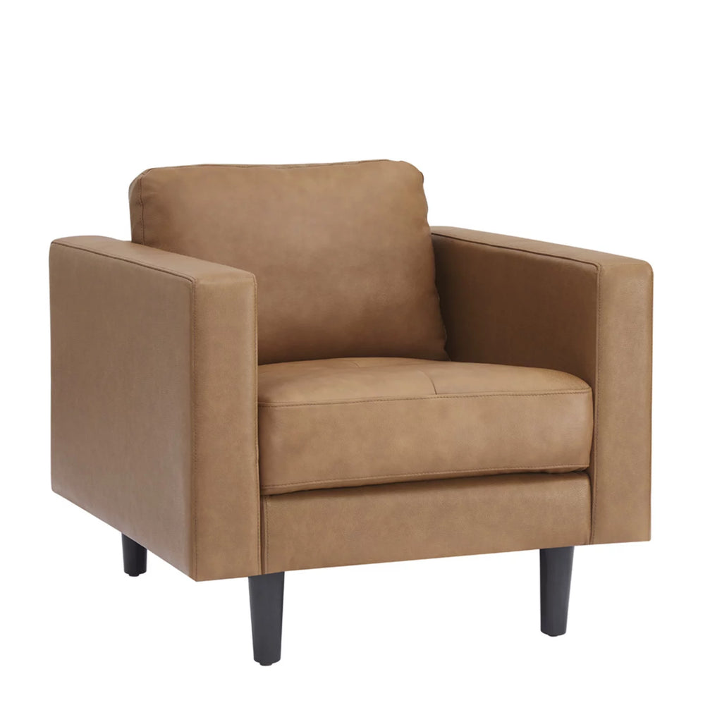 Tan Top Grain Genuine Leather Mid-Century Sofa Set of 3 U736400