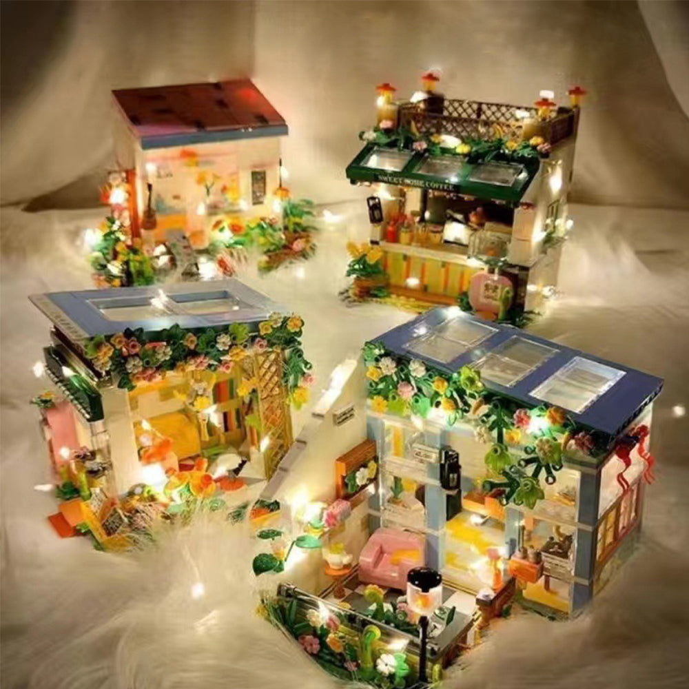 Dollhouse Miniature with Flower Shop, DIY Wooden Crafts Christmas Kit Y482