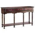 Vintage Red/Brown 3-Drawer Console Table N656106