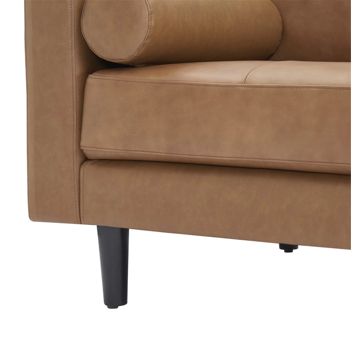 Tan Top Grain Genuine Leather Mid-Century Sofa Set of 3 U736400