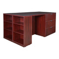 Mahogany Stand Up Lateral File & Desk with Bookcase End K83206