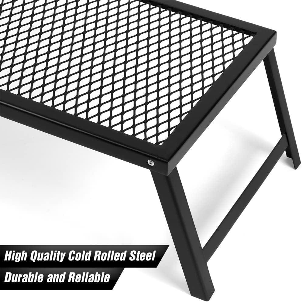 Black Steel Folding Campfire Grill with Legs M291