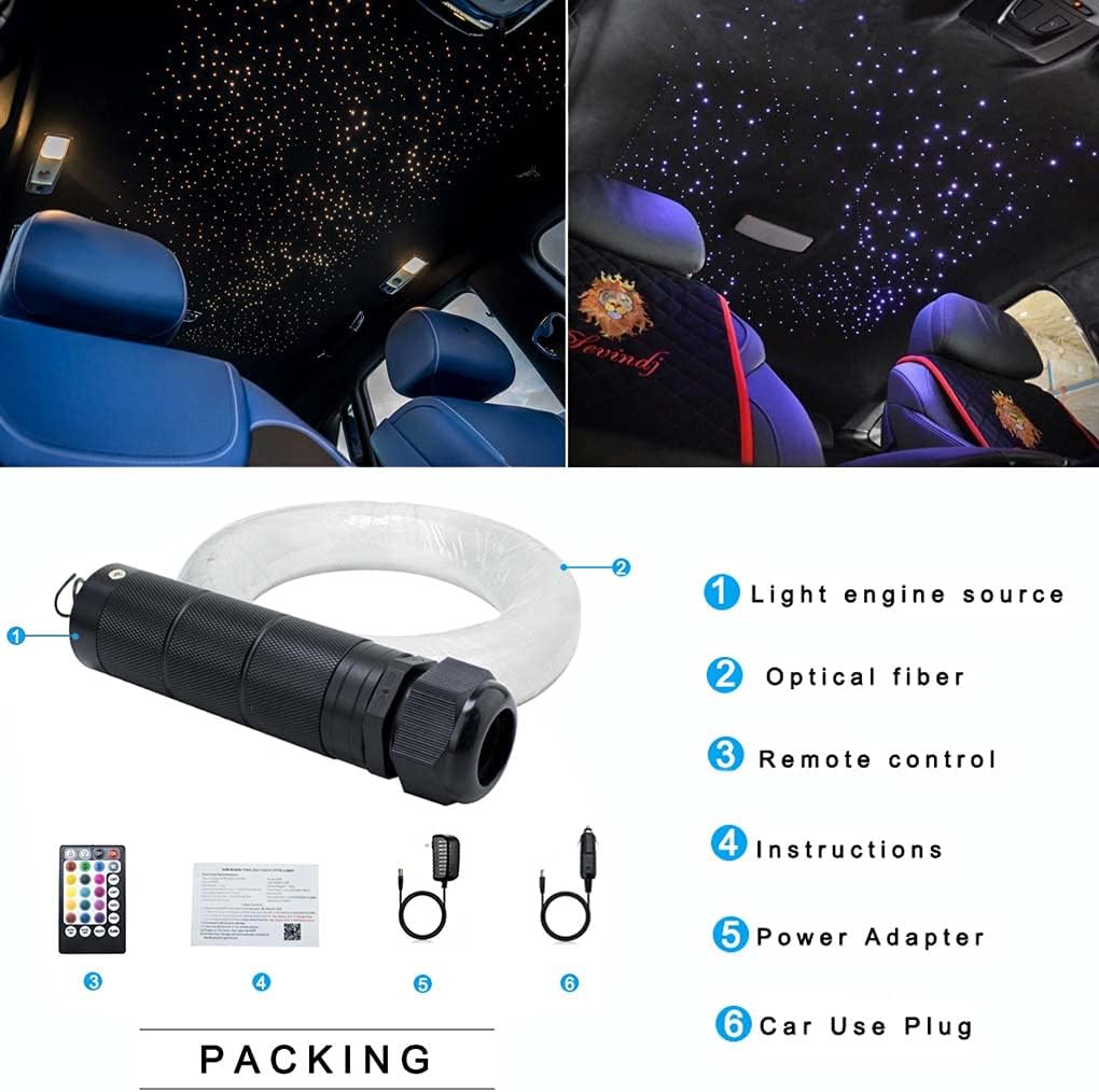450pcs 0.03in 9.8ft RGBW LED Fiber Optic Star Ceiling Light Kit T96890