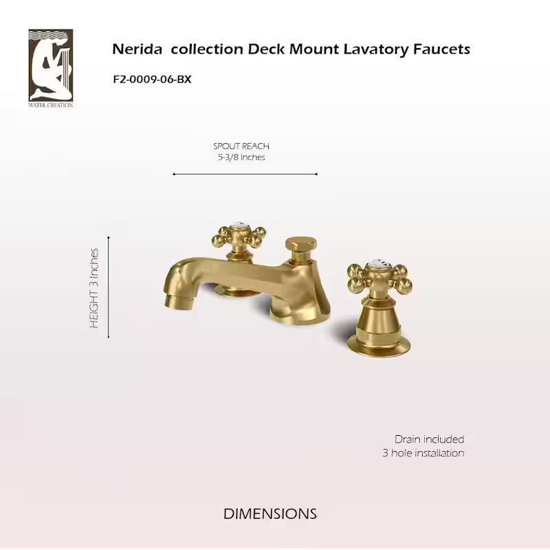 Widespread Deck Mount Lavatory Faucet with Pop-Up Drain in Satin Gold M7963