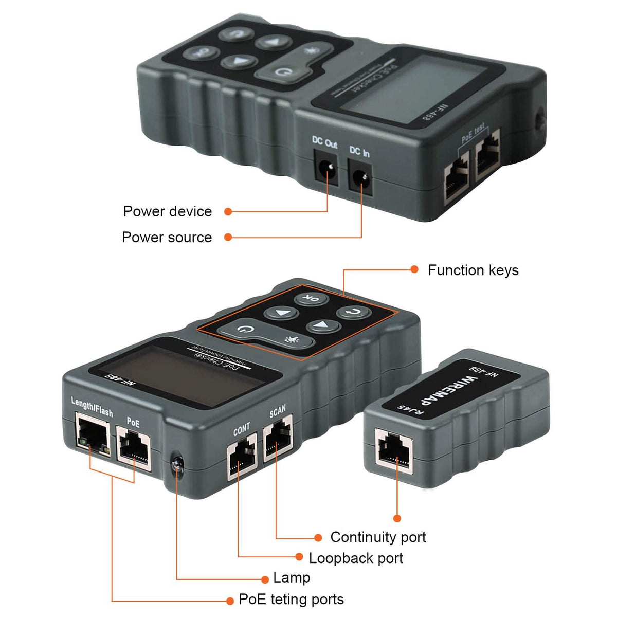 RJ45 Ethernet Tester, POE Cable Tester, Pack of 2 Z367687
