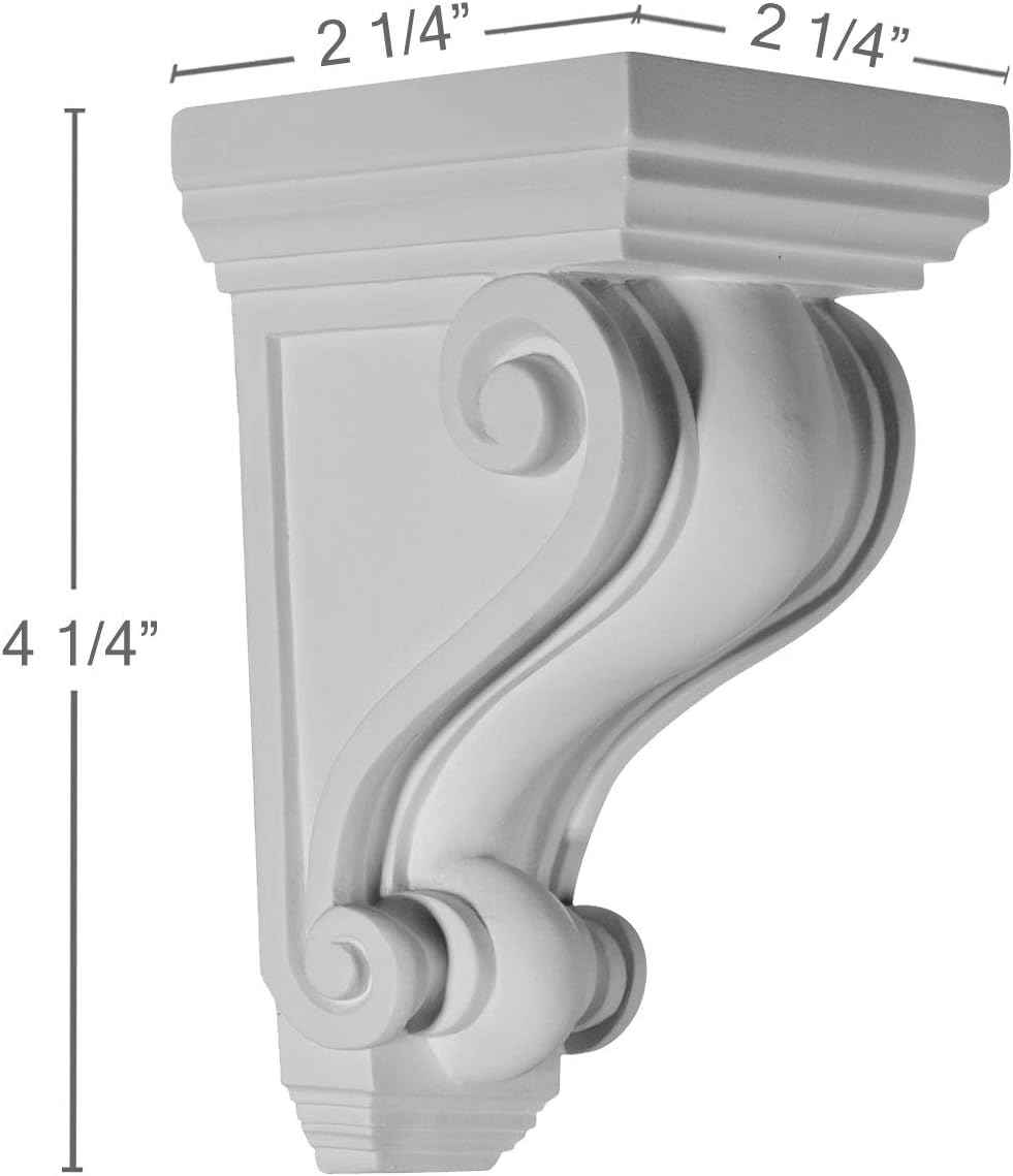 2 1/4 inch W x 2 1/4 inch D x 4 1/4 inch H Devon Corbel (4-Pack) Y23540