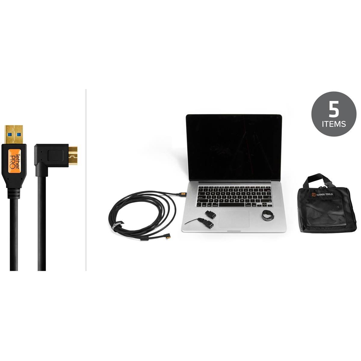 Black USB 3.0 Micro-B Cable Starter Tethering Kit J5675