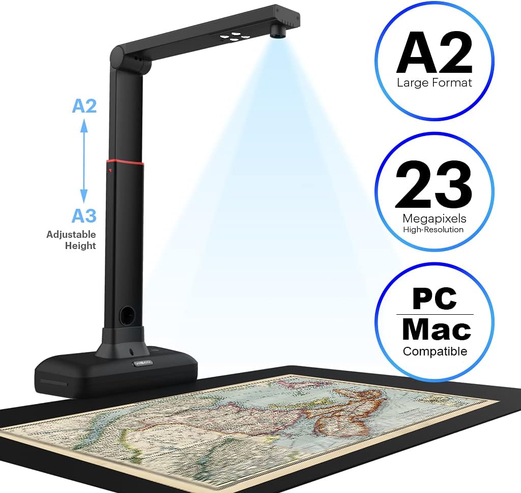Large Format Overhead Document Scanner with Auto-Flatten & Fingerprint Removal Technologies B3047