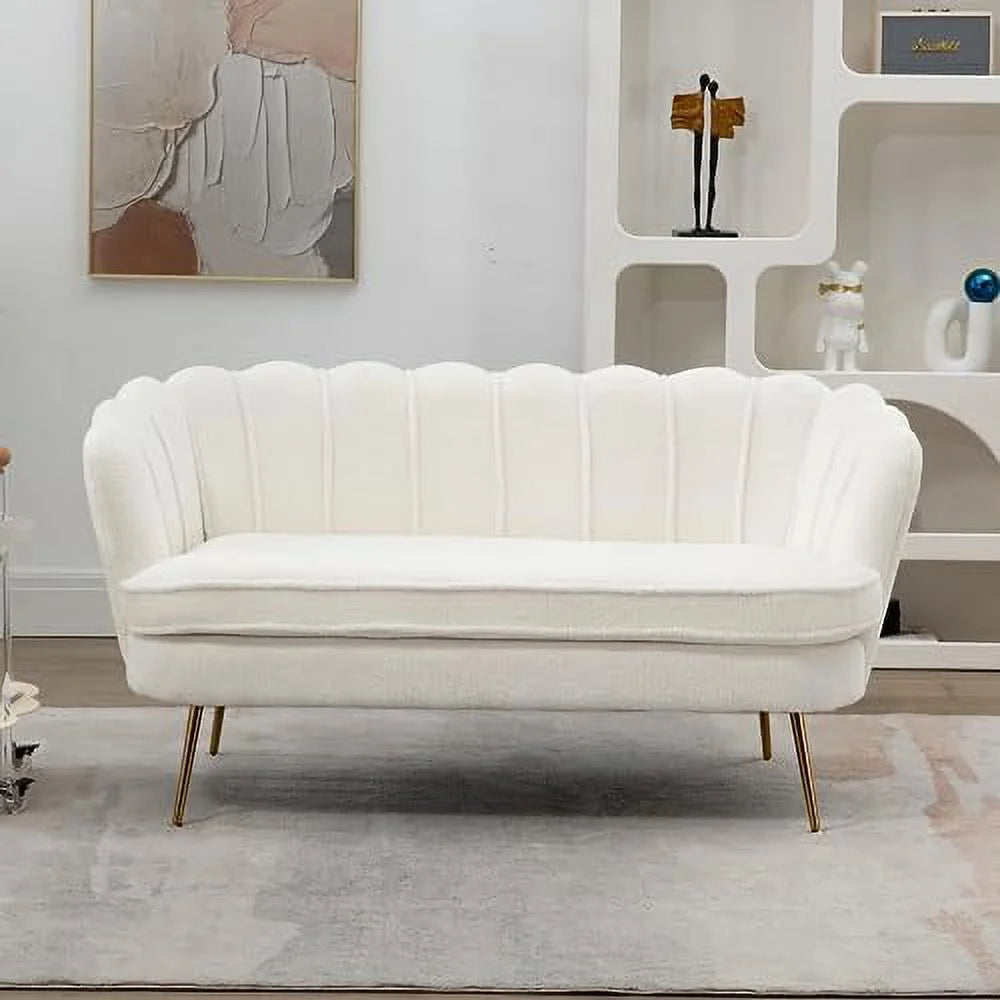 Boucle Loveseat Sofa with Gold Metal Legs D3126