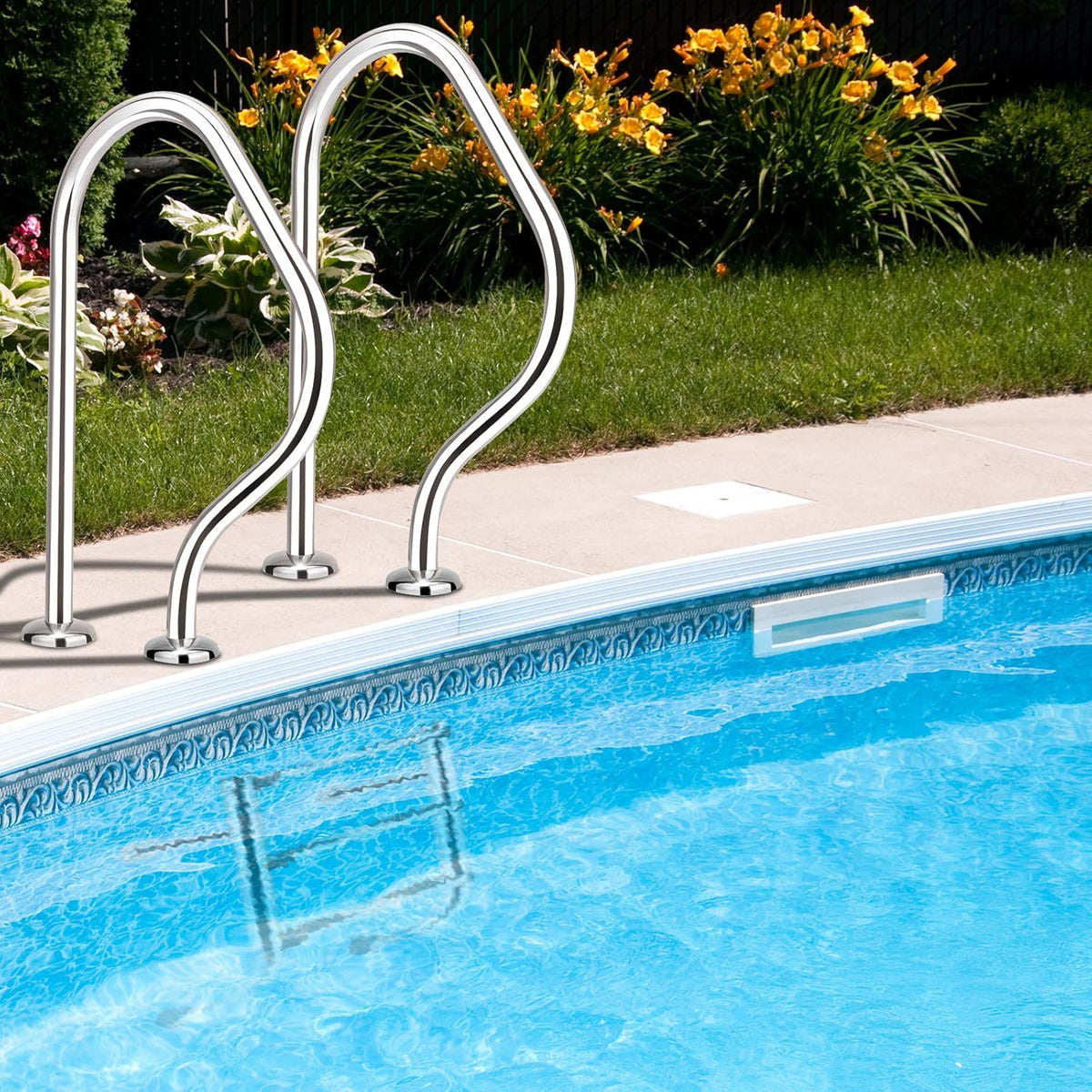 Stainless Steel Inground Pool Ladder with Handrail, 3-Step Non-Slip Footstep K392