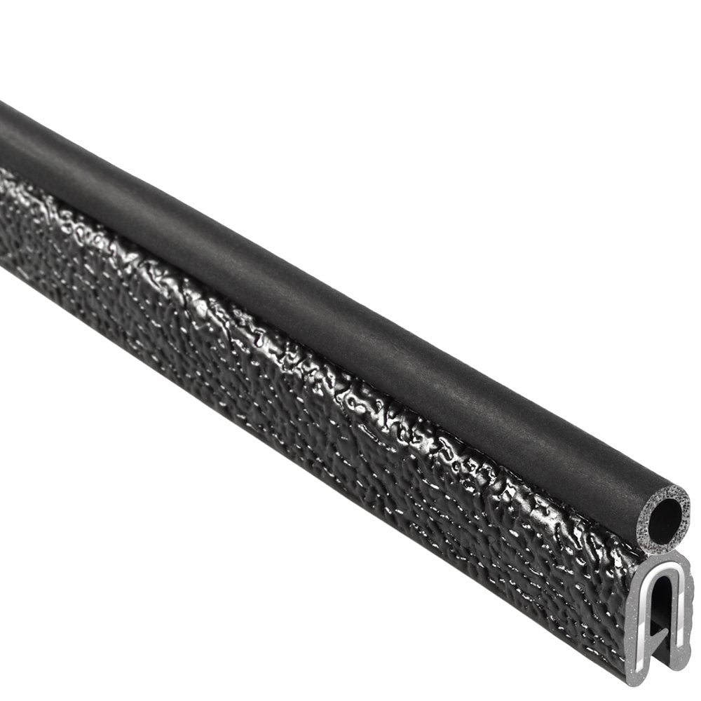 Trim Seal with Top Bulb, 3/16” Edge, 3/4” Bulb Seal Diameter, 25’ Length, PVC Plastic with EPDM Rubber Seal, Pack of 2 R318839