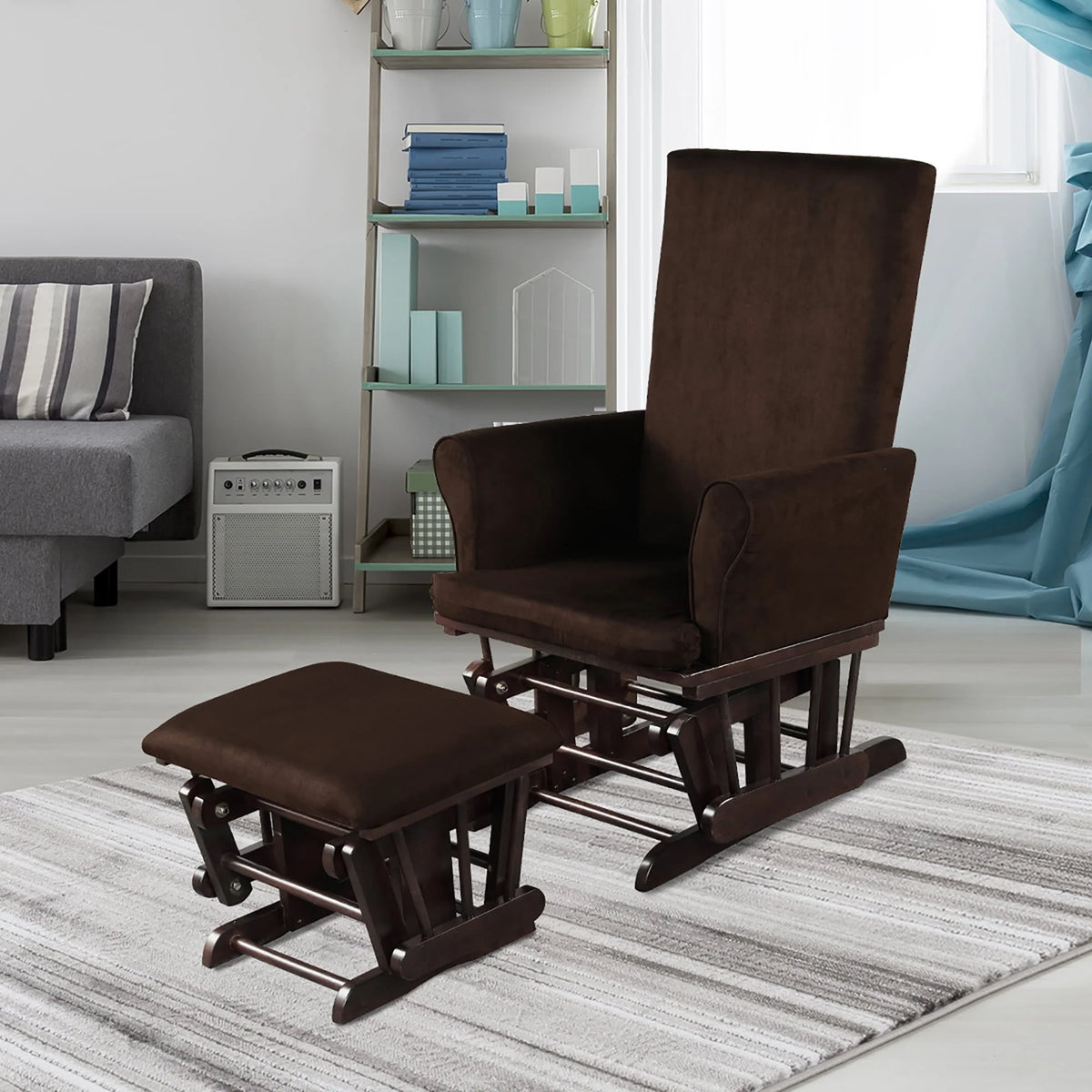 Pink Rocking Chair and Ottoman Set with Cushion F755272