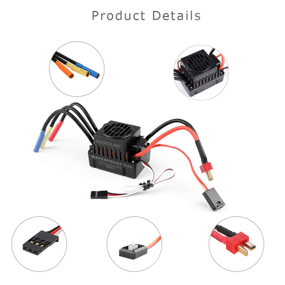 Waterproof 3650 3900KV Brushless Motor with 60A ESC Combo Set Y117