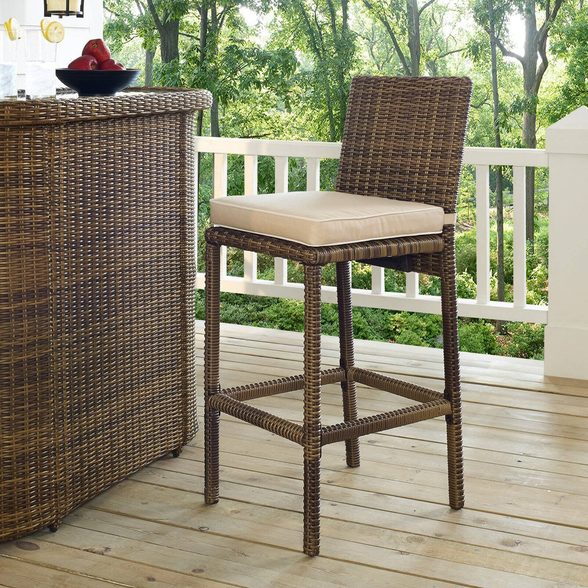 Wicker Patio Bar Stool Set of 2 V136469
