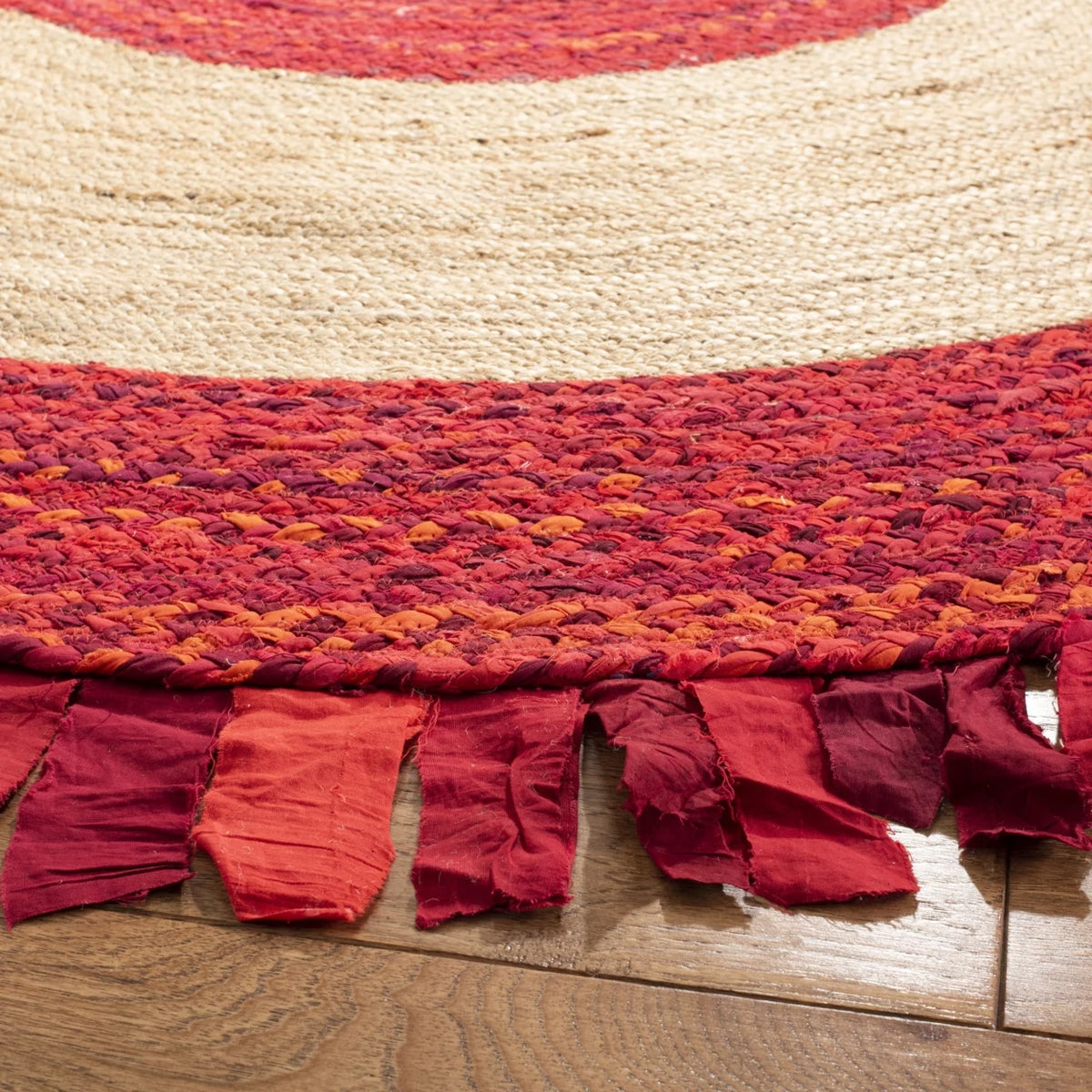 Red Natural Braided Area Rug 5' x 5' Round A18821