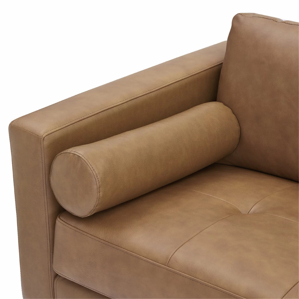 Tan Top Grain Genuine Leather Mid-Century Sofa Set of 3 U736400