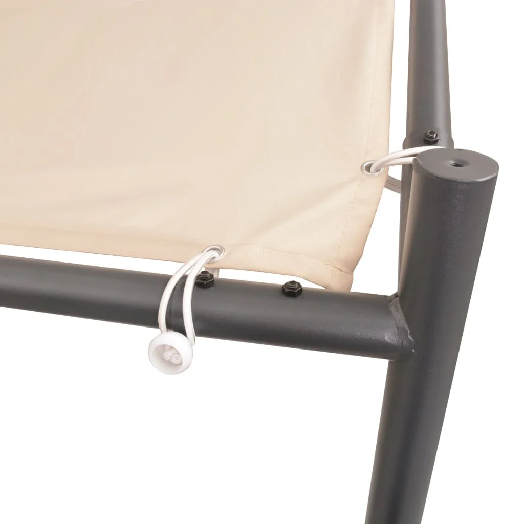 Beige Steel Gazebo Pavilion Tent Canopy J98240