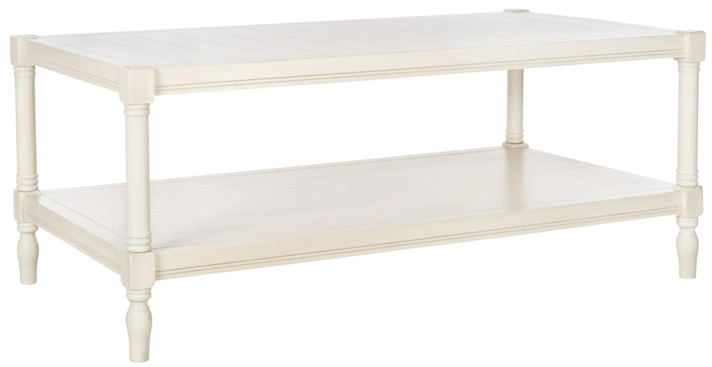 White Coffee Table with Storage Shelf E786
