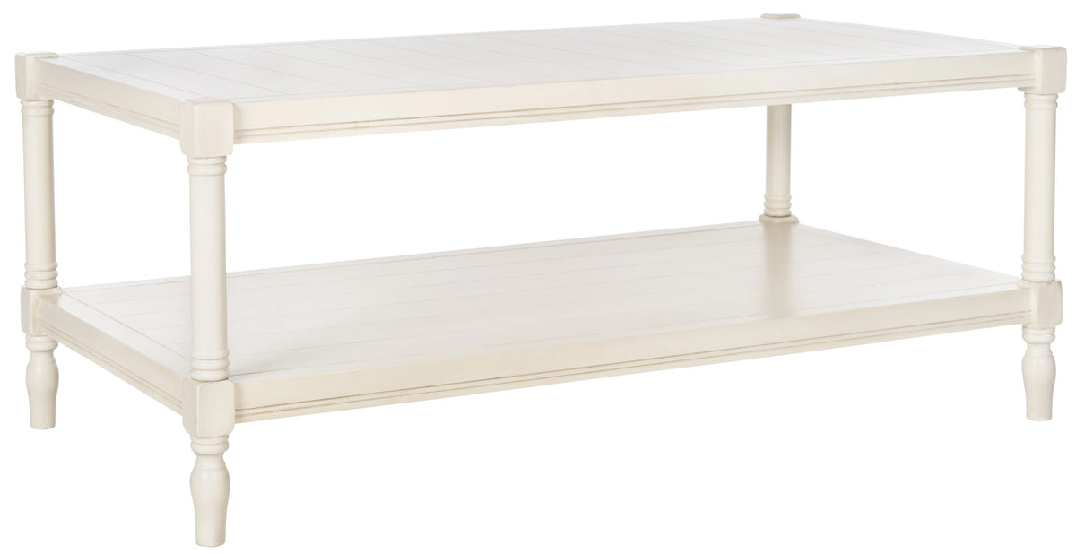 White Coffee Table with Storage Shelf E786
