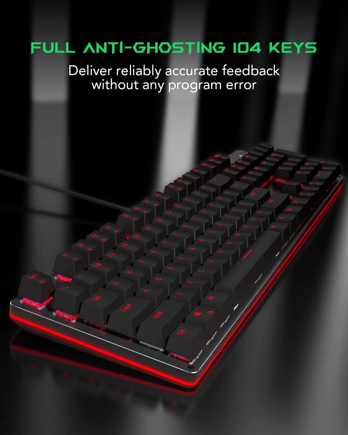 Black Shark RGB Mechanical Gaming Keyboard with Blue Switches, 104 Keys H2191