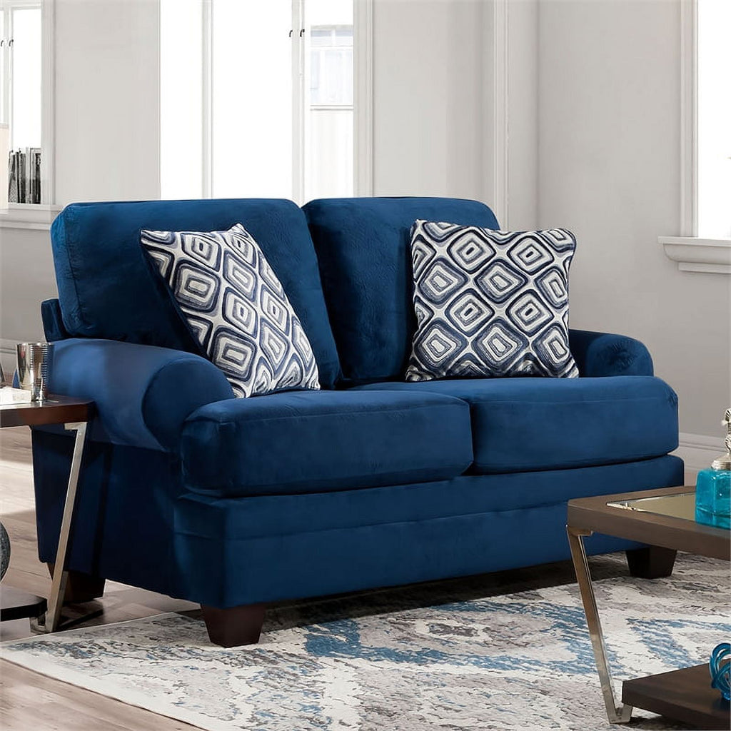 Navy Microfiber Upholstered Loveseat T73148