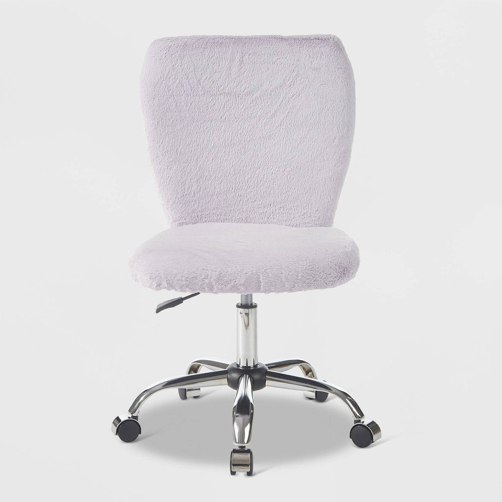 Lavender Faux Fur Rolling Desk Chair F637448