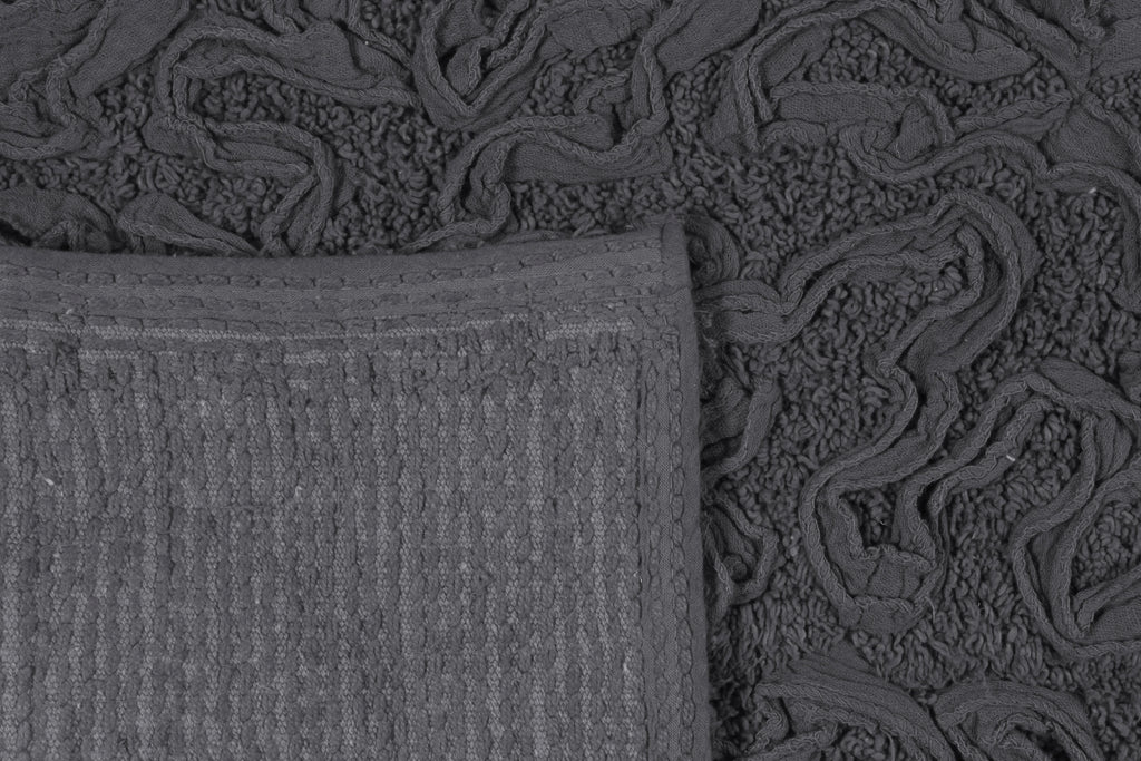 100% Cotton Non-Slip Bathroom Rug Set, 4 Piece Bath Mat Set with Contour Grey G871065