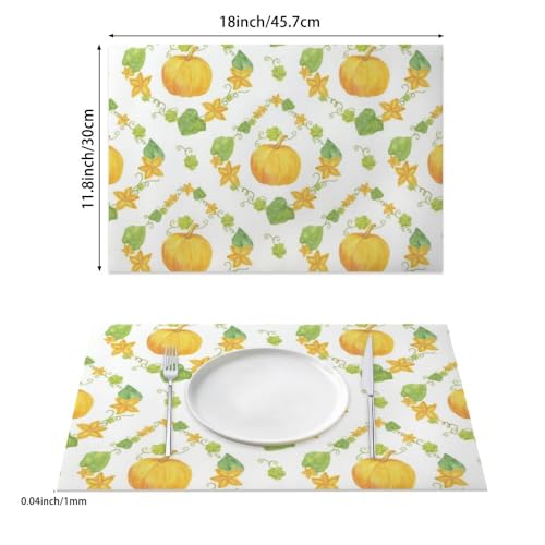 Fall Gourd Pattern Faux Leather 12 X 18 Inch 6Pc Placemat Set W500
