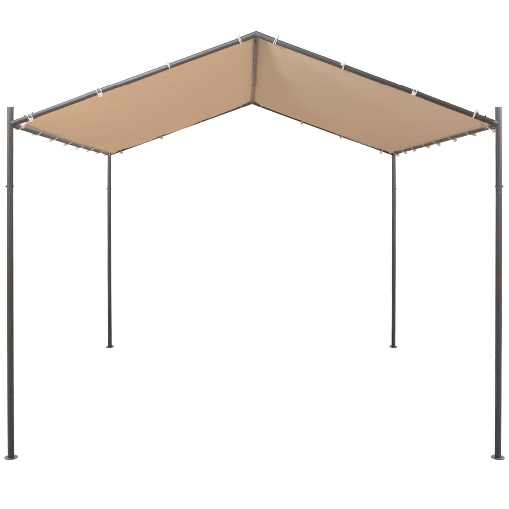 Beige Steel Gazebo Pavilion Tent Canopy J98240