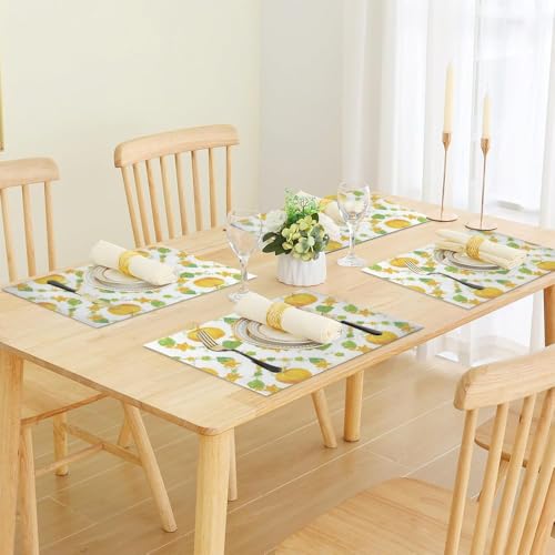 Fall Gourd Pattern Faux Leather 12 X 18 Inch 6Pc Placemat Set W500