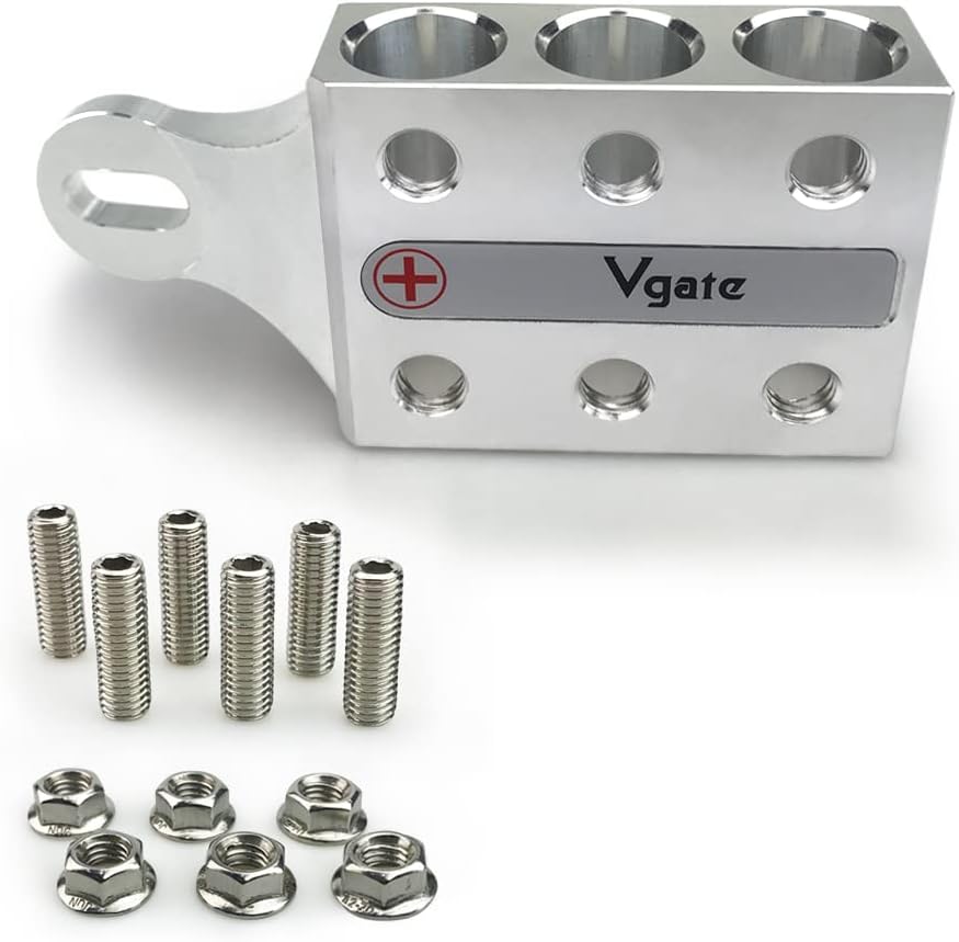 12-Way Post Terminal Distribution Block Bus Bar, 8AWG up to 4/0 AWG, Pack of 2 Q95265