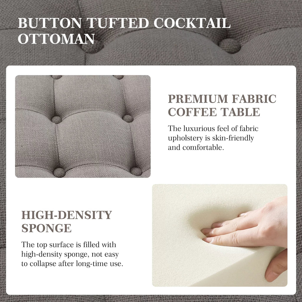 Grey Tufted Round Storage Ottoman S9384
