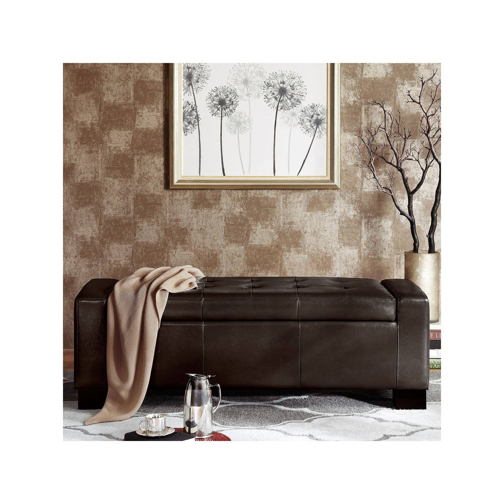 Brown Tufted Top Storage Bench S42649