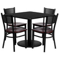 36'' Square Black Laminate Table Set with 4 Metal Chairs K291