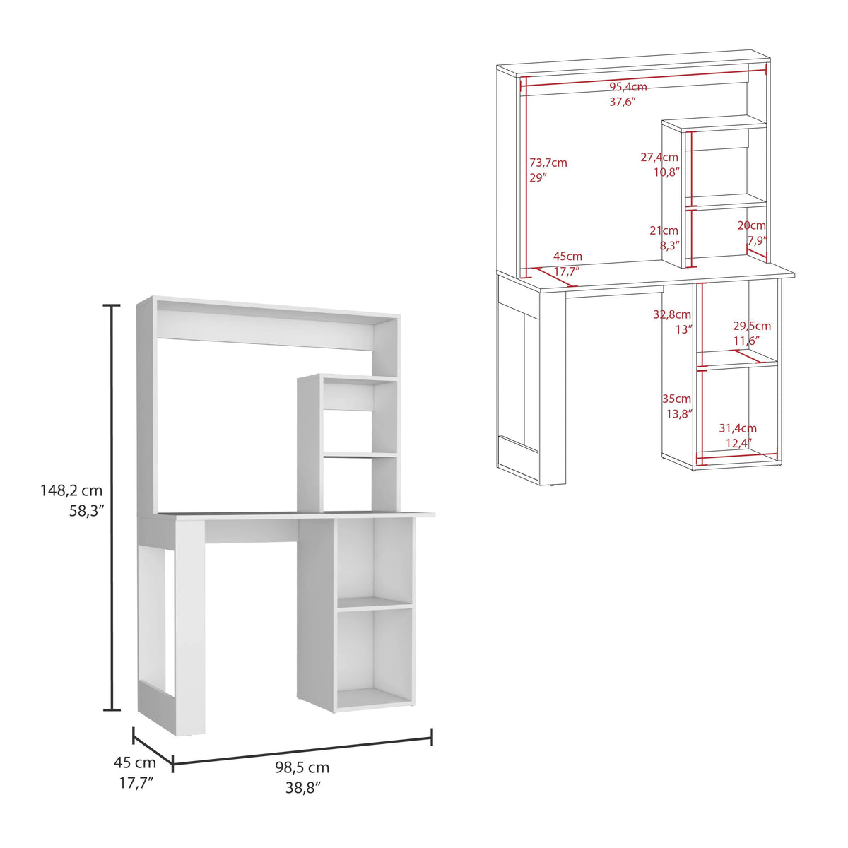 Desk With Hutch and Shelves E5599