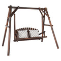 6.5’ Solid Wood Outdoor Loveseat Garden Swing I3619