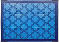 Large Reversible Outdoor Patio Mat (9' x 12', Lattice Blue Design) B76619